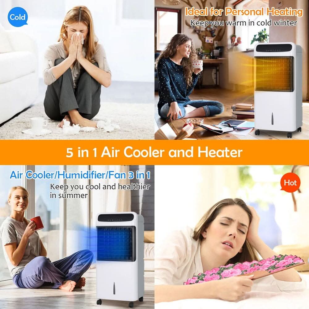 2 in 1 White Air Cooler and Heater with LED Display and Remote control