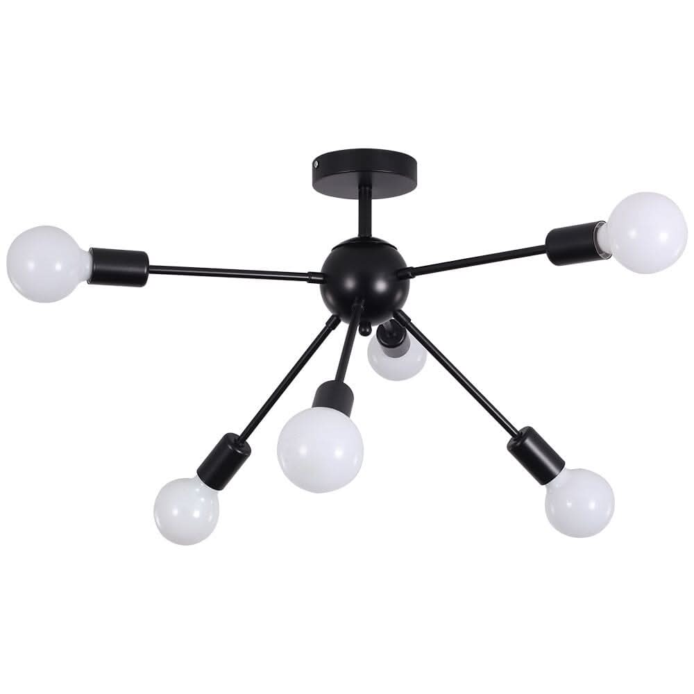Premium 6-Light Ceiling Satellite Fixture with Iron Detailing