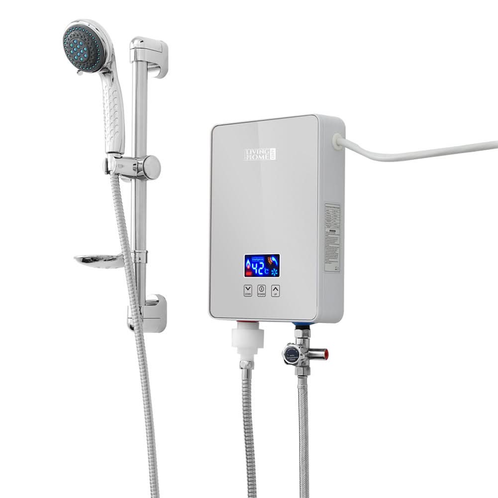 6kW Tankless Electric Water Heater with Shower Head Digital Temperature Display