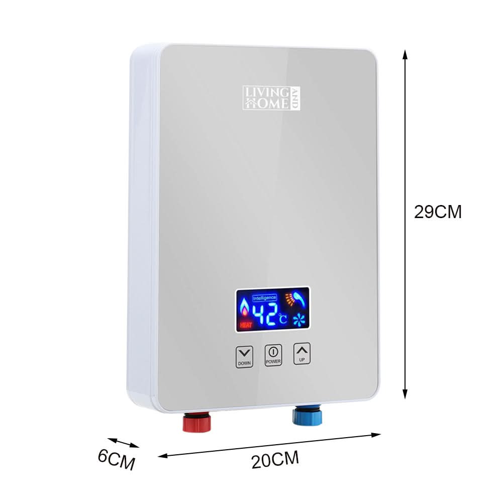 6kW Tankless Electric Water Heater with Shower Head Digital Temperature Display