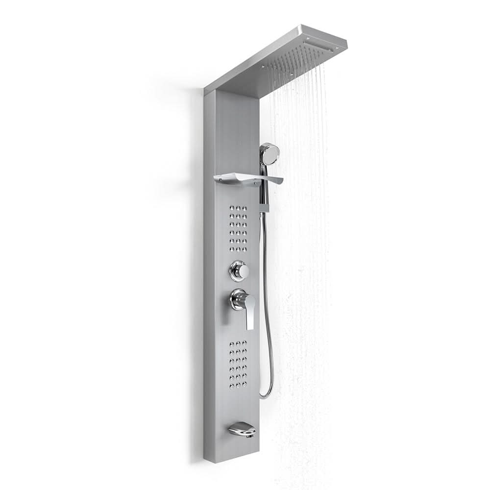 135cm H 5 Function Bathroom Silver Shower Panel with Hand Shower Head