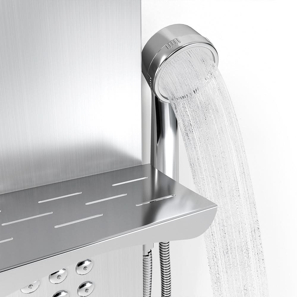 135cm H 5 Function Bathroom Silver Shower Panel with Hand Shower Head