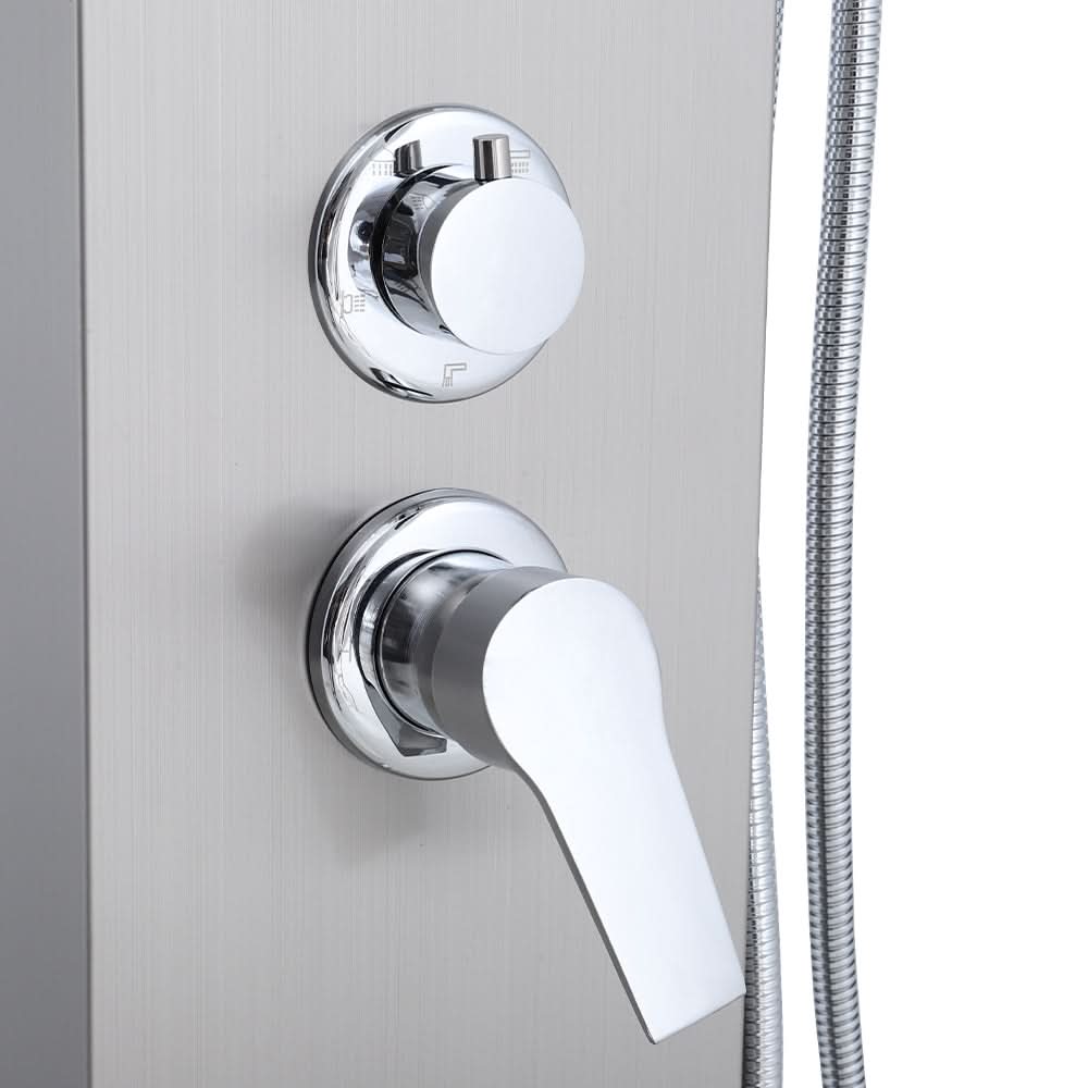 135cm H 5 Function Bathroom Silver Shower Panel with Hand Shower Head