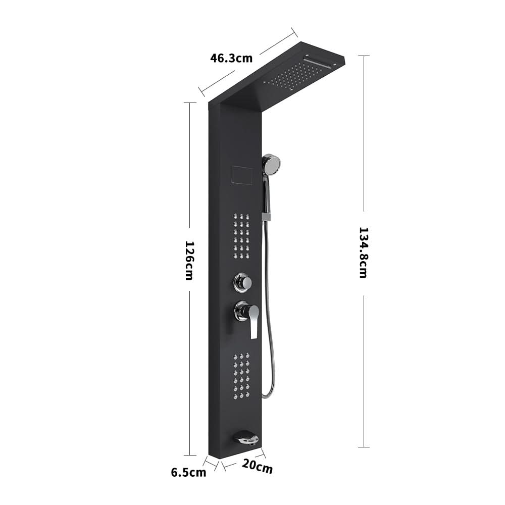 126cm Height 5 Function LED Display Shower Panel Shower System with Hand Shower Head