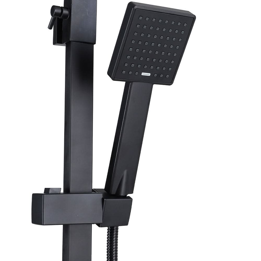Black Stainless Steel Adjustable 200mm Rain Shower Head Set with Hand held