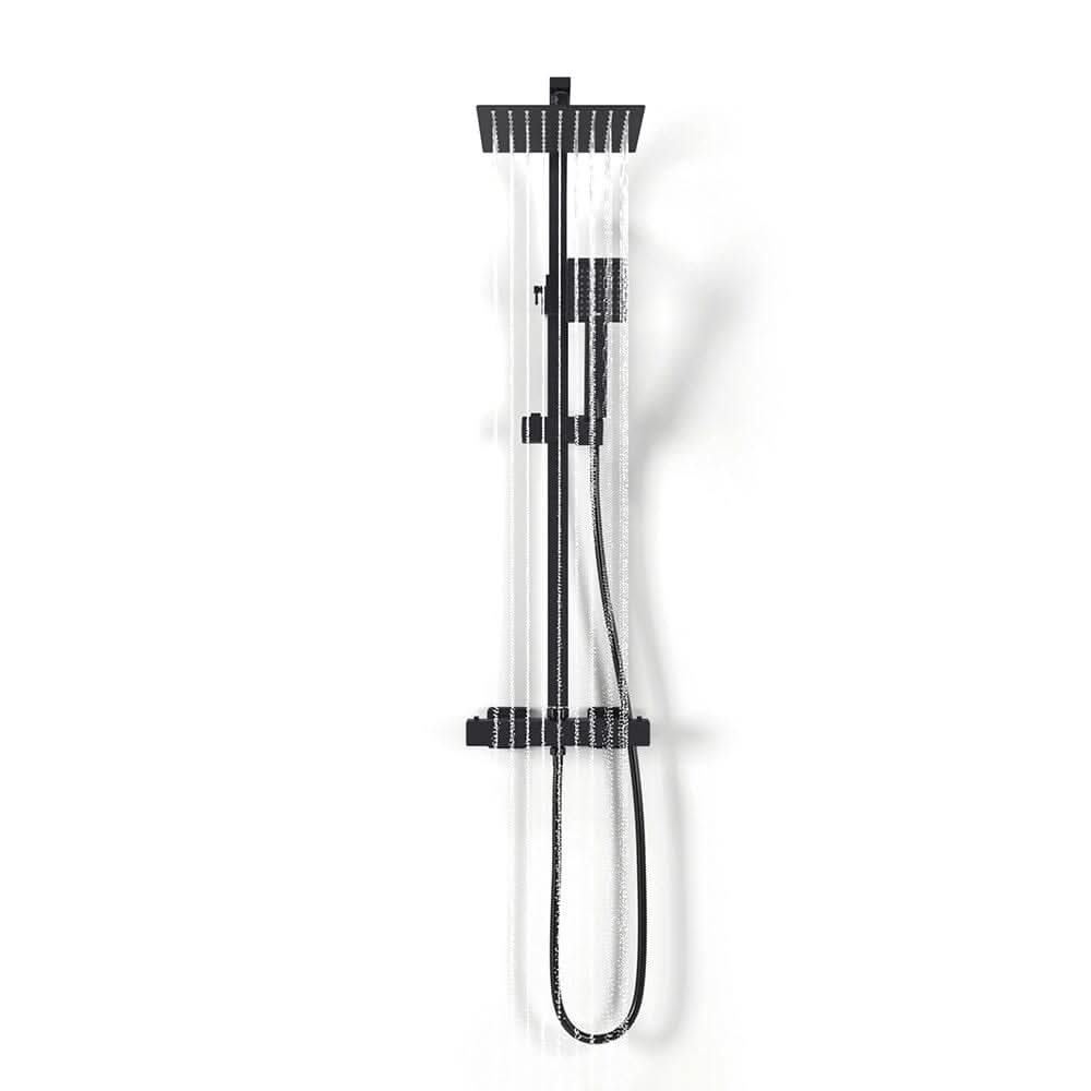 Black Stainless Steel Adjustable 200mm Rain Shower Head Set with Hand held