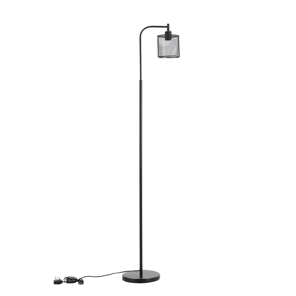Industrial Metal Floor Light with Mesh Lampshade