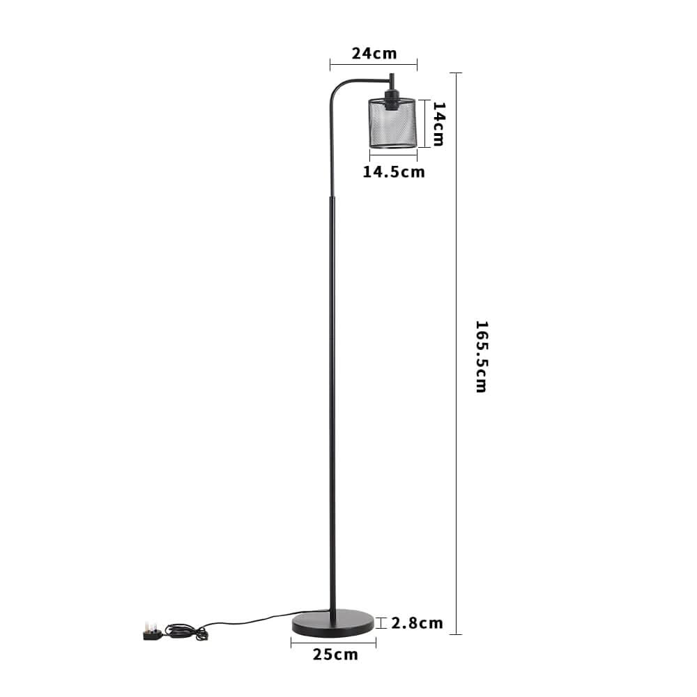 Industrial Metal Floor Light with Mesh Lampshade