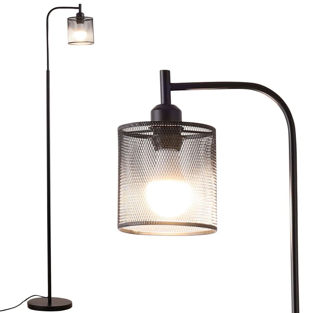 Industrial Metal Floor Light with Mesh Lampshade