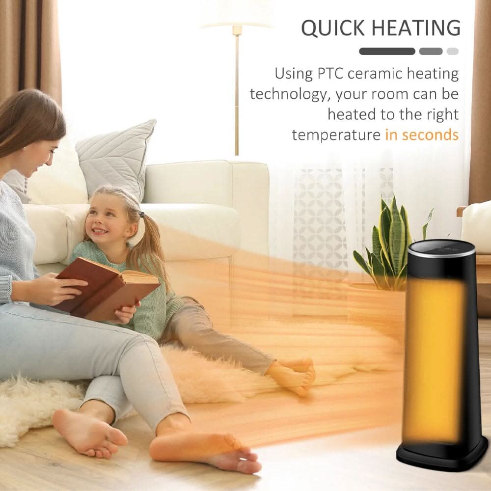 Intellectual Black Electric PTC Ceramic Heater with Remote Control