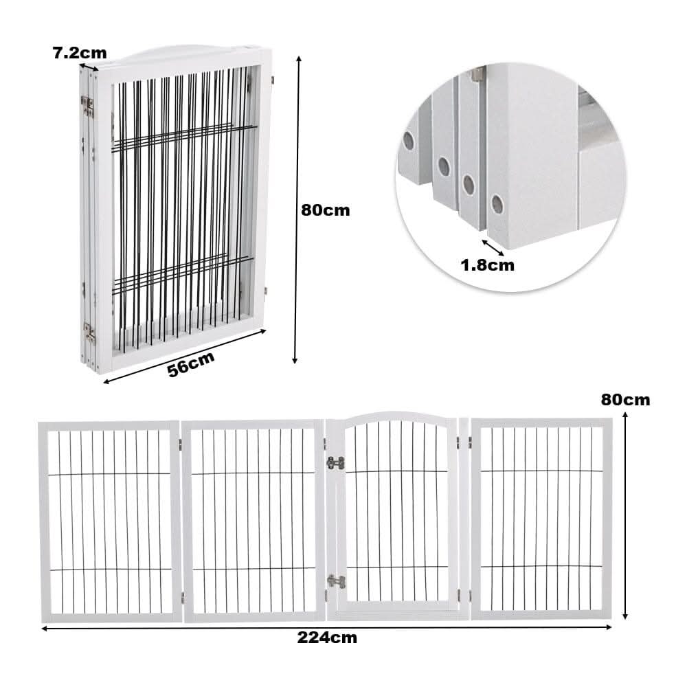 4-Panel Wooden Folding Pet Playpen