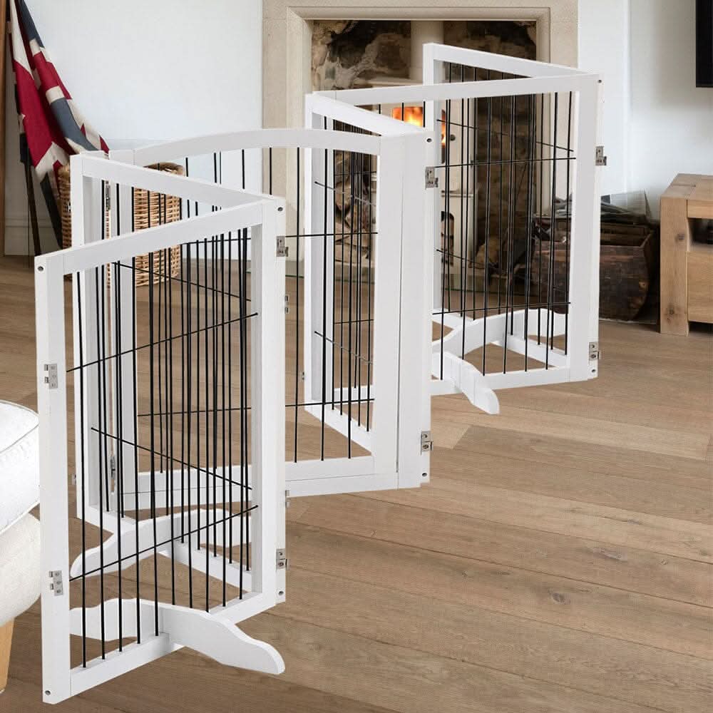 4-Panel Wooden Folding Pet Playpen