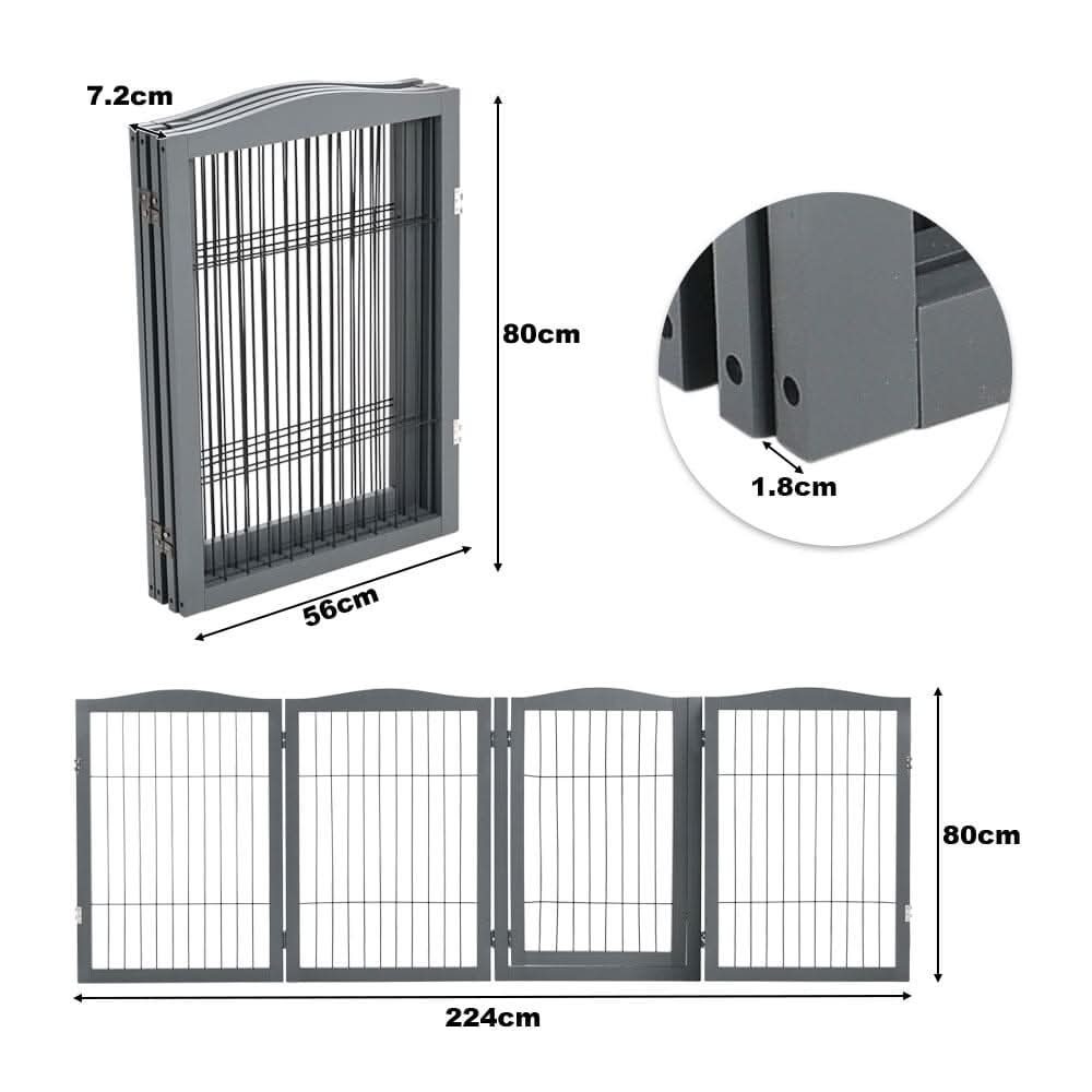 4-Panel Wooden Folding Pet Playpen