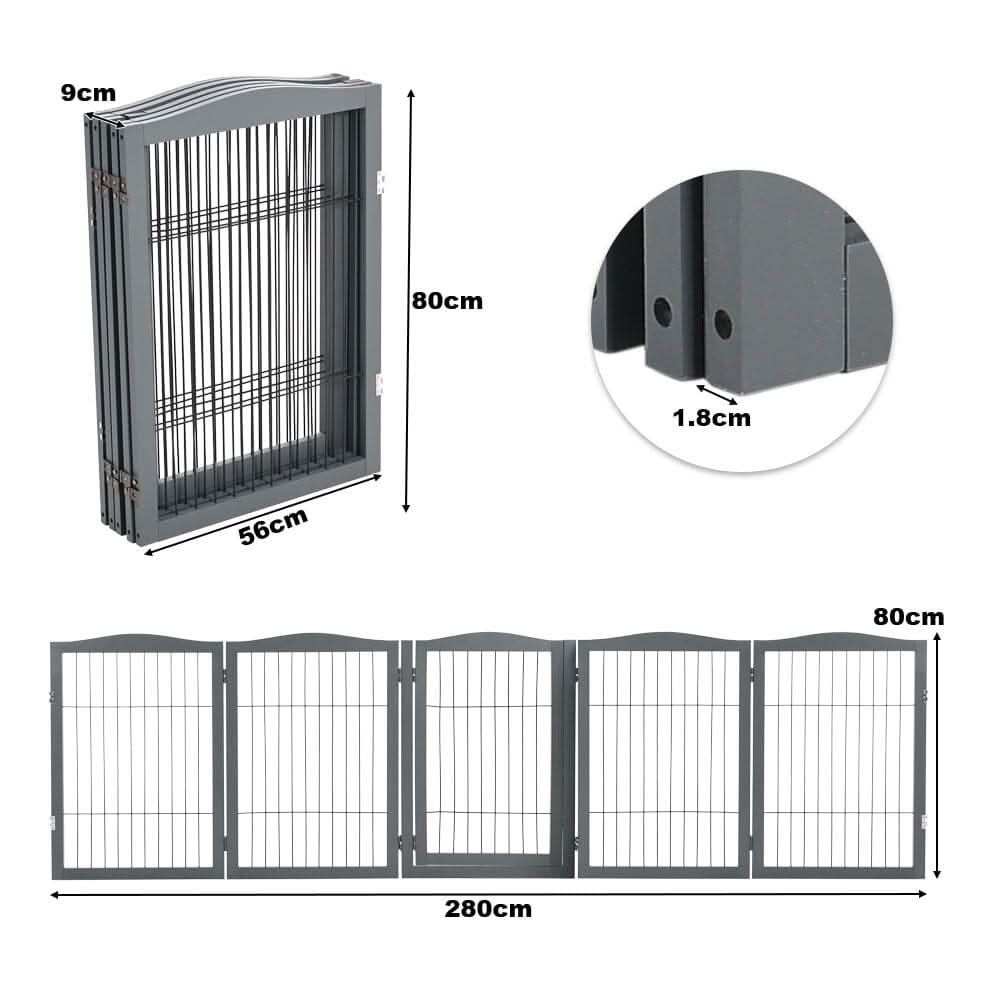 4-Panel Wooden Folding Pet Playpen