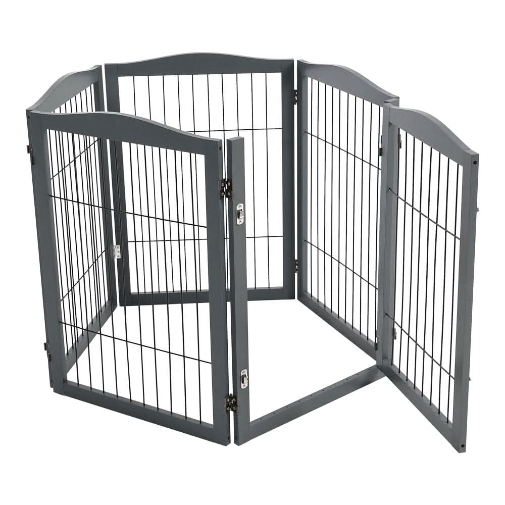 4-Panel Wooden Folding Pet Playpen