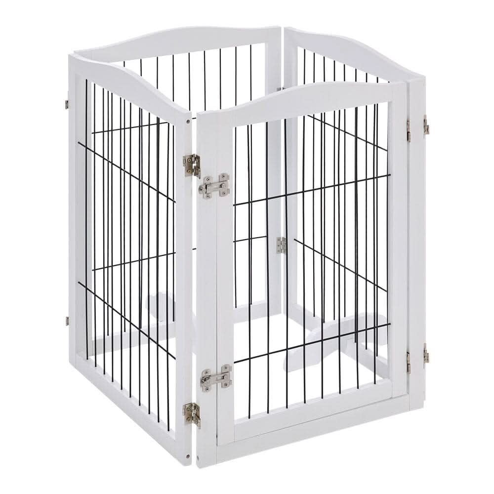 80cm Height Freestanding Wooden Pet Playpen 4-Panel