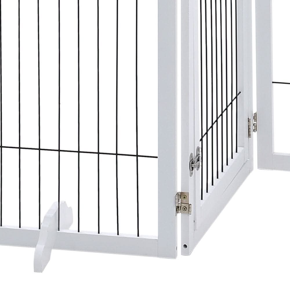 80cm Height Freestanding Wooden Pet Playpen 4-Panel