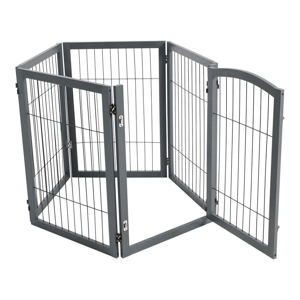 80cm Height Freestanding Wooden Pet Playpen 4-Panel