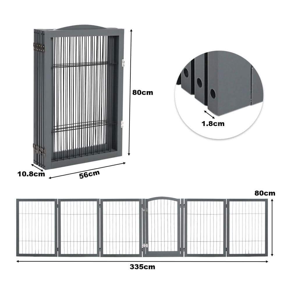 80cm Height Freestanding Wooden Pet Playpen 4-Panel
