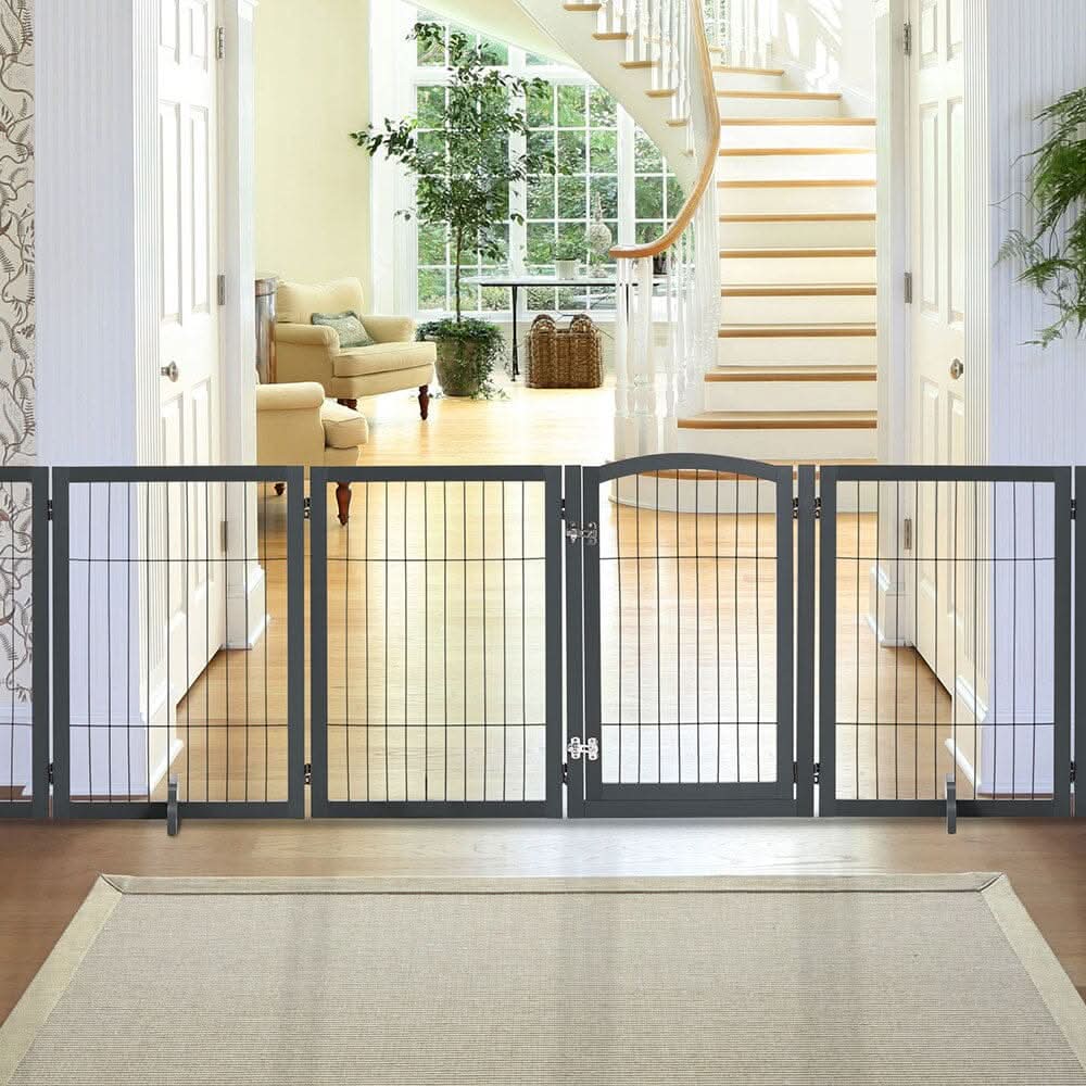 80cm Height Freestanding Wooden Pet Playpen 4-Panel