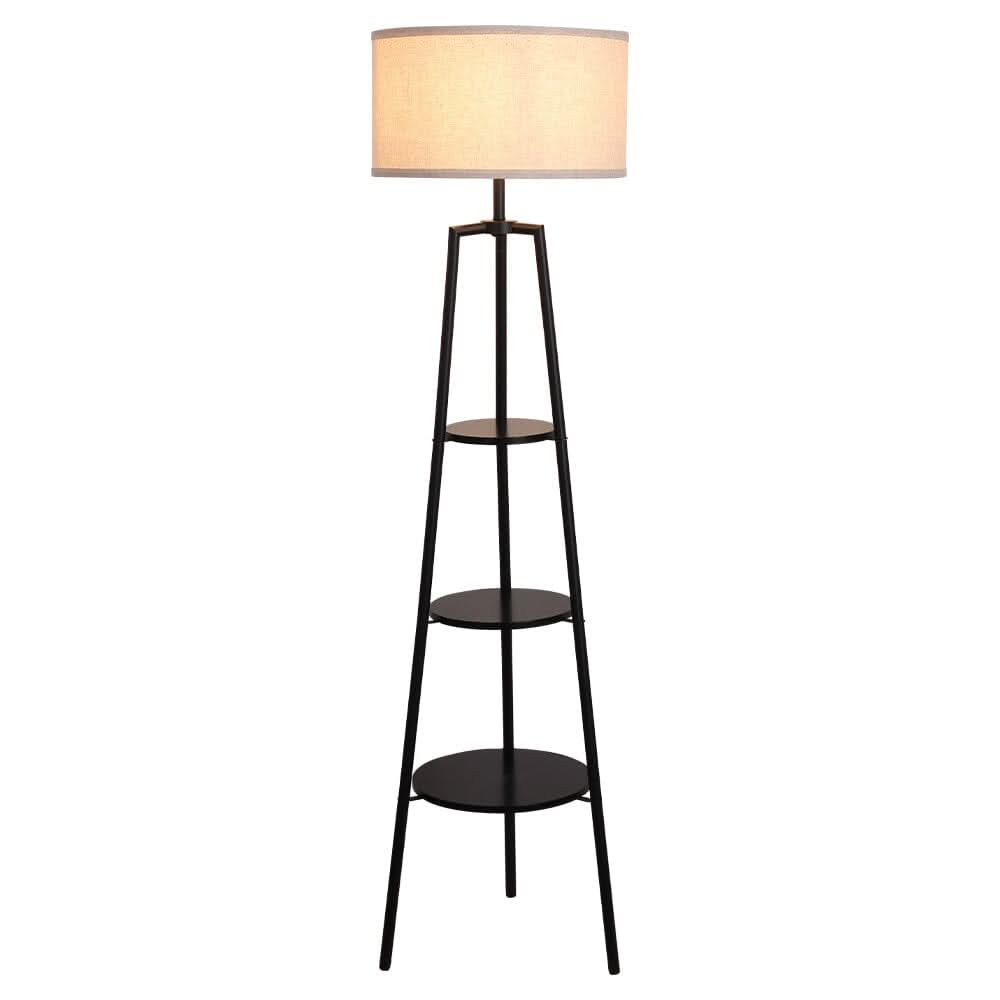Elegant Round Shelf Lamp with Fabric Shade