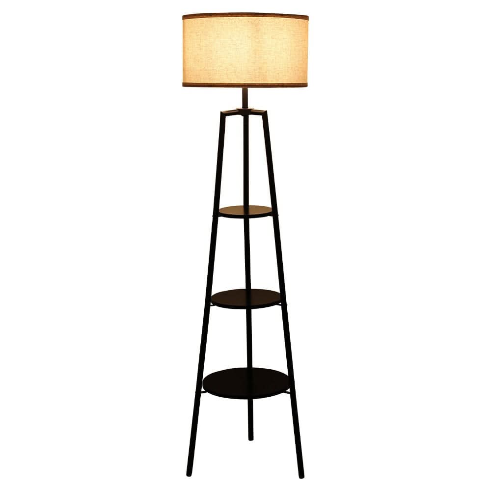 Elegant Round Shelf Lamp with Fabric Shade