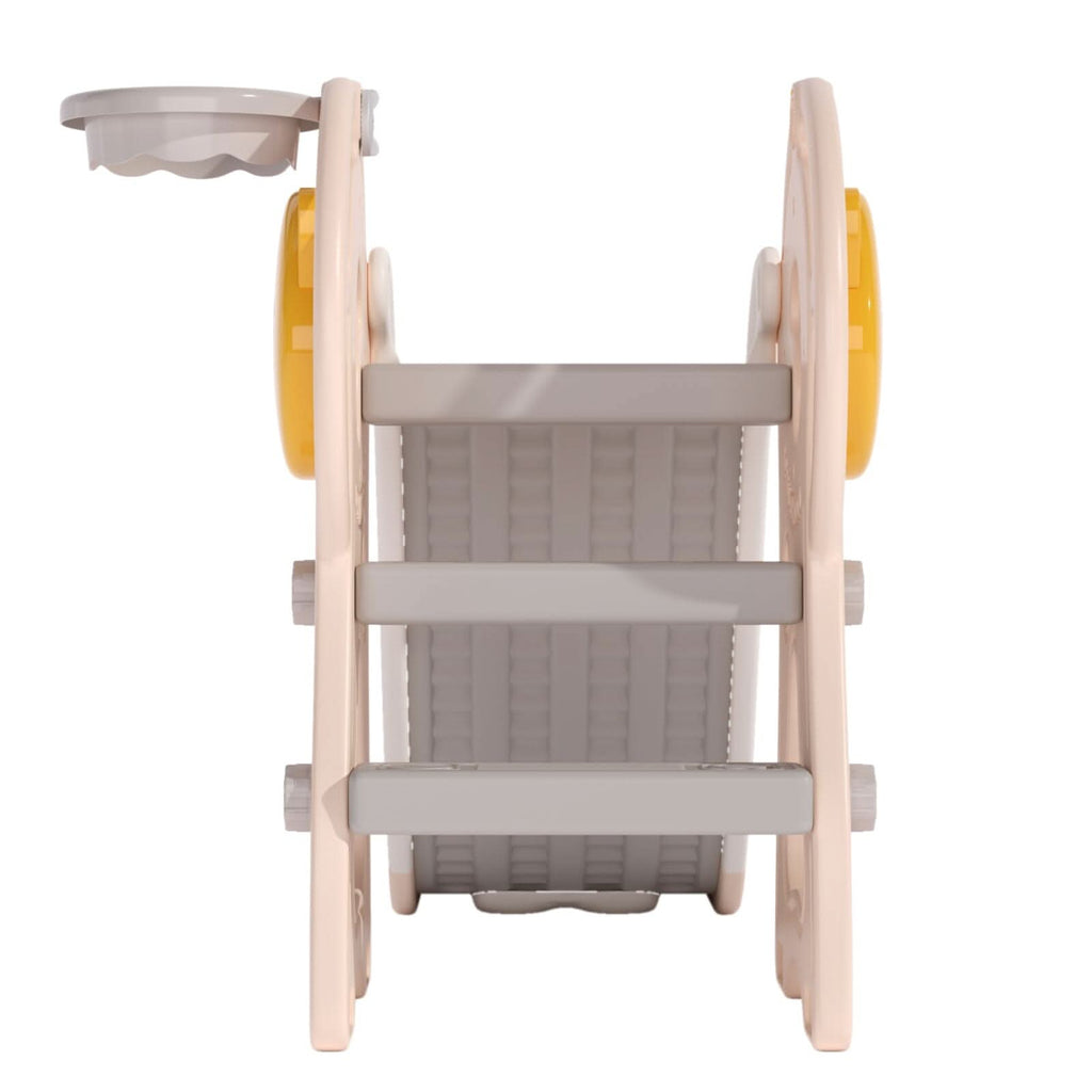 2-in-1 Sturdy Toddler Slide with Basketball Hoop for Indoor Outdoor