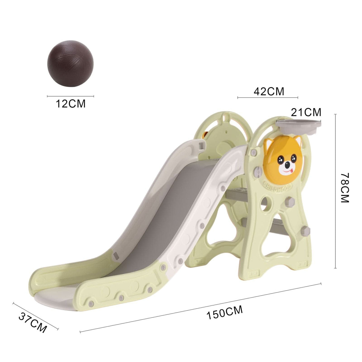 2-in-1 Sturdy Toddler Slide with Basketball Hoop for Indoor Outdoor