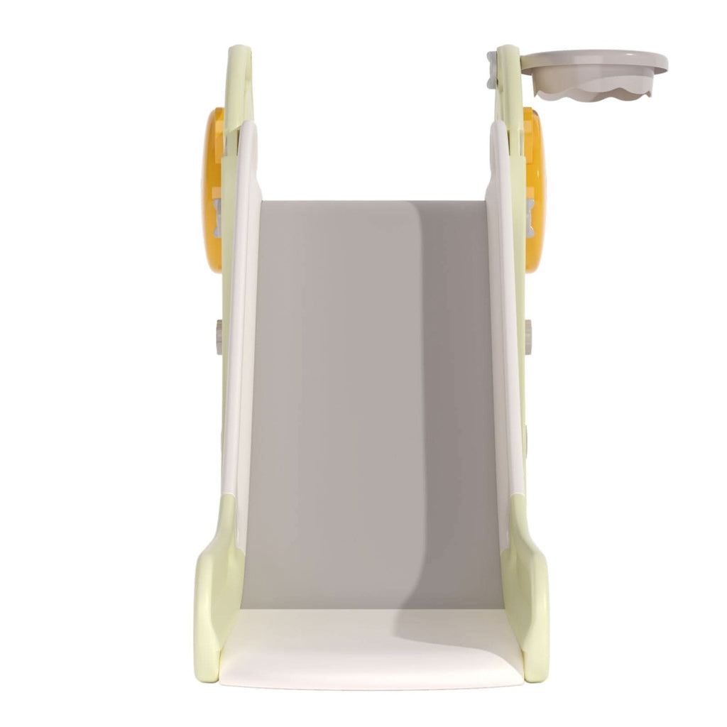 2-in-1 Sturdy Toddler Slide with Basketball Hoop for Indoor Outdoor