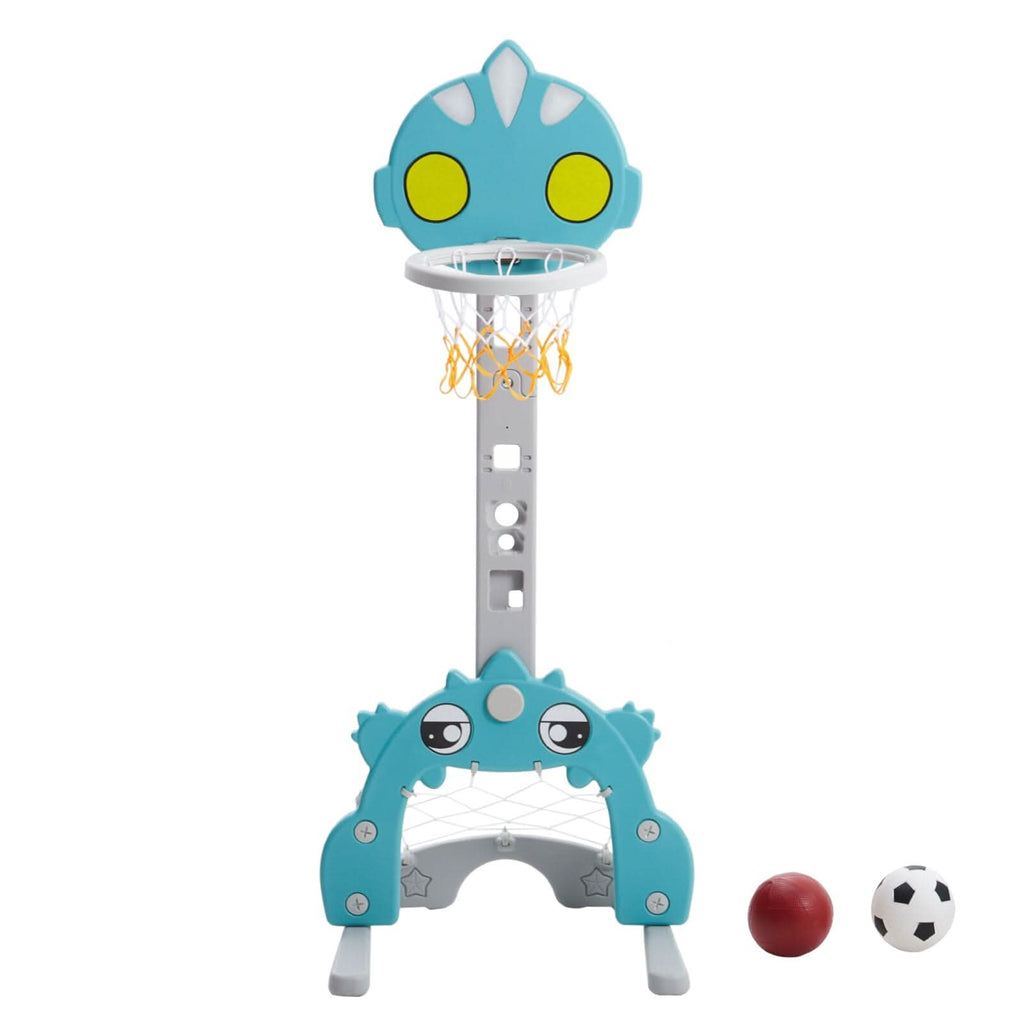 2-in-1 Adjustable Kids Basketball Hoop with Football Goal