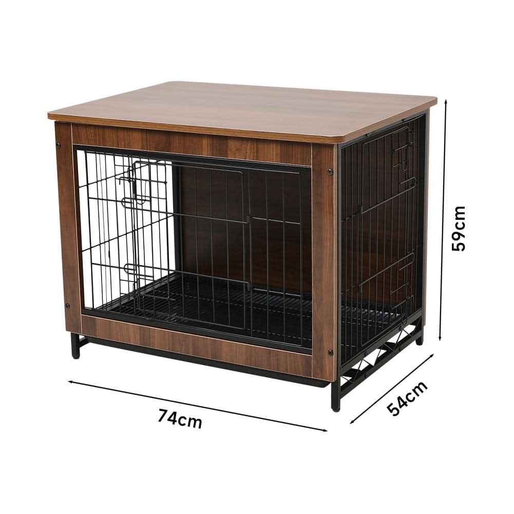 Brown Wooden Wire Dog Crate Pet Cage