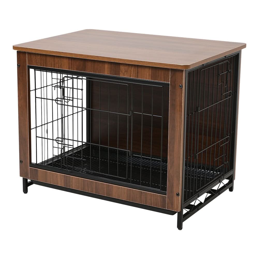 Brown Wooden Wire Dog Crate Pet Cage