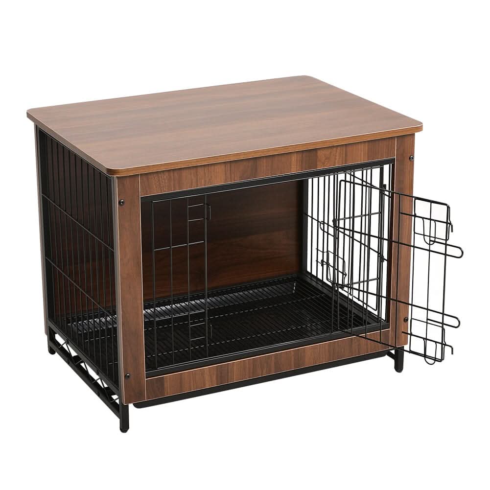 Brown Wooden Wire Dog Crate Pet Cage