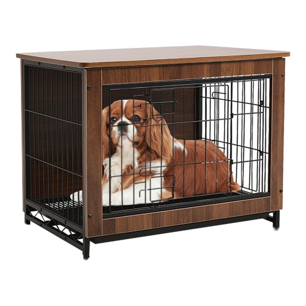 Brown Wooden Wire Dog Crate Pet Cage