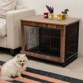 Brown Wooden Wire Dog Crate Pet Cage