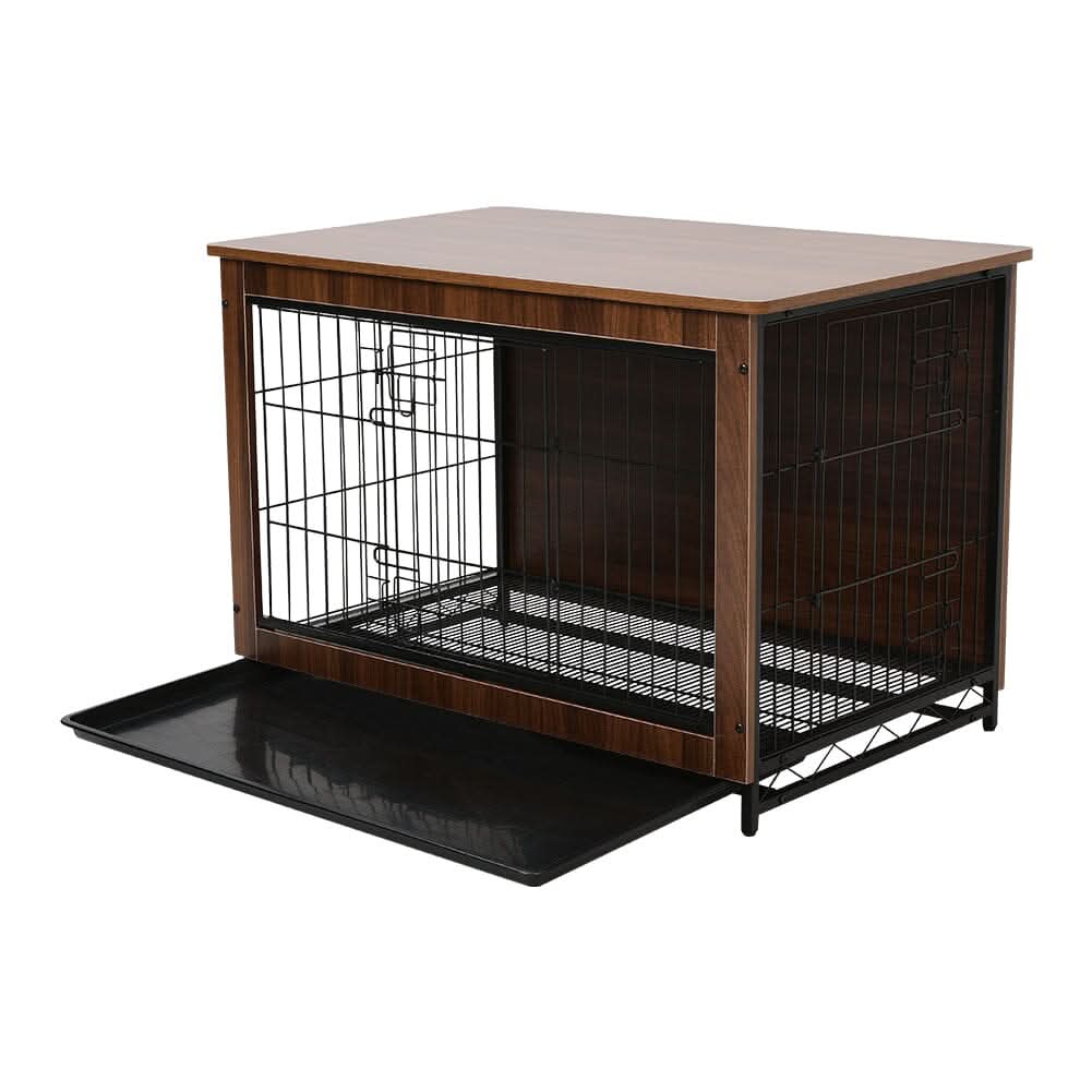 Brown Wooden Wire Dog Crate Pet Cage