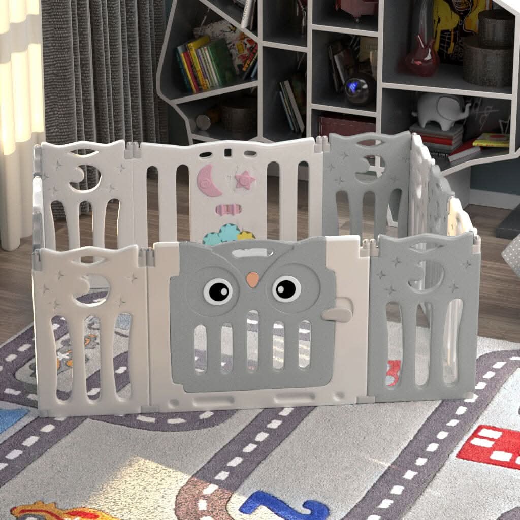 Owl Playpen with Crawling Mat and Ocean Balls