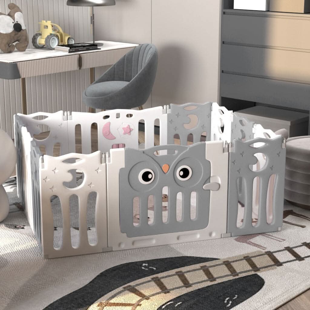 Owl Playpen with Crawling Mat and Ocean Balls