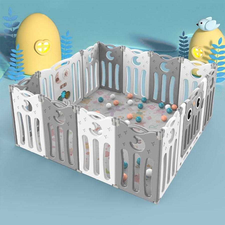 Owl Playpen with Crawling Mat and Ocean Balls