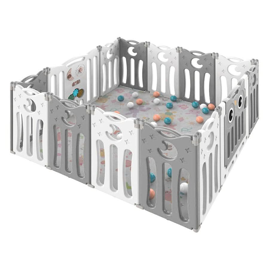Owl Playpen with Crawling Mat and Ocean Balls