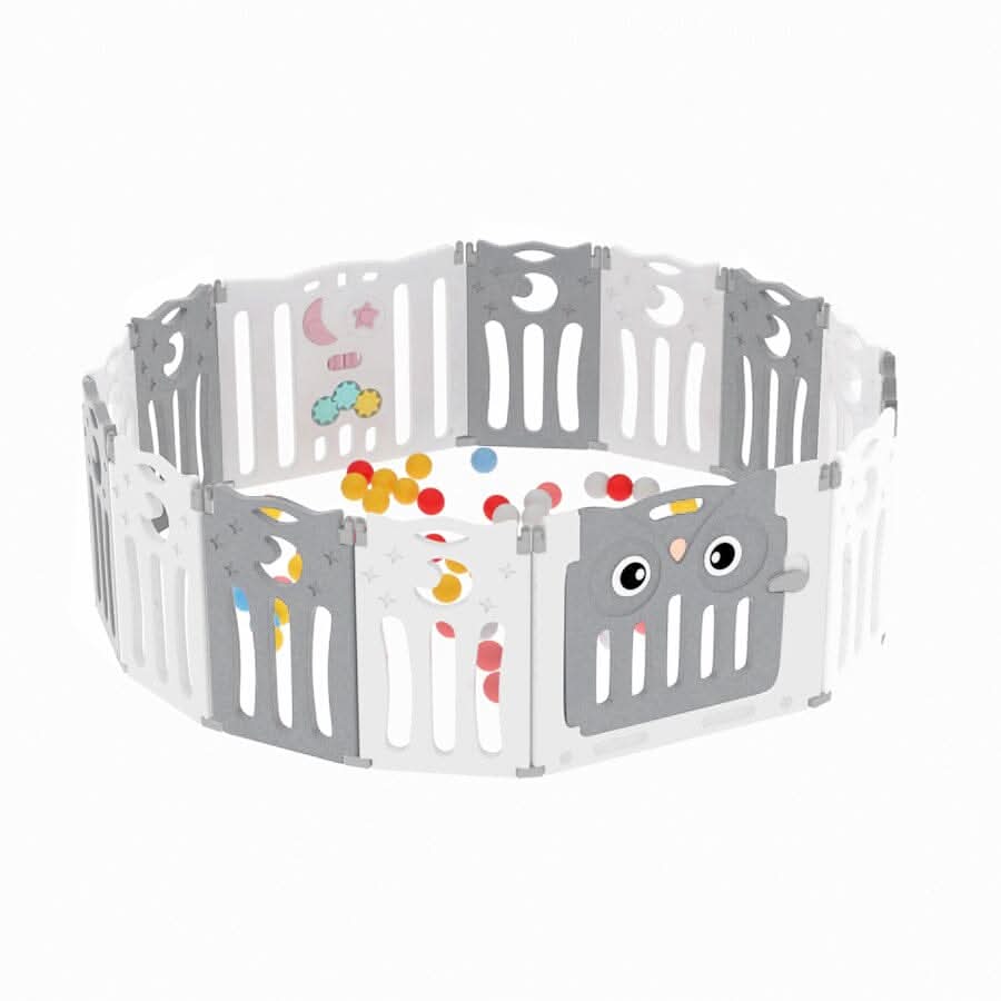 Owl Playpen with Crawling Mat and Ocean Balls