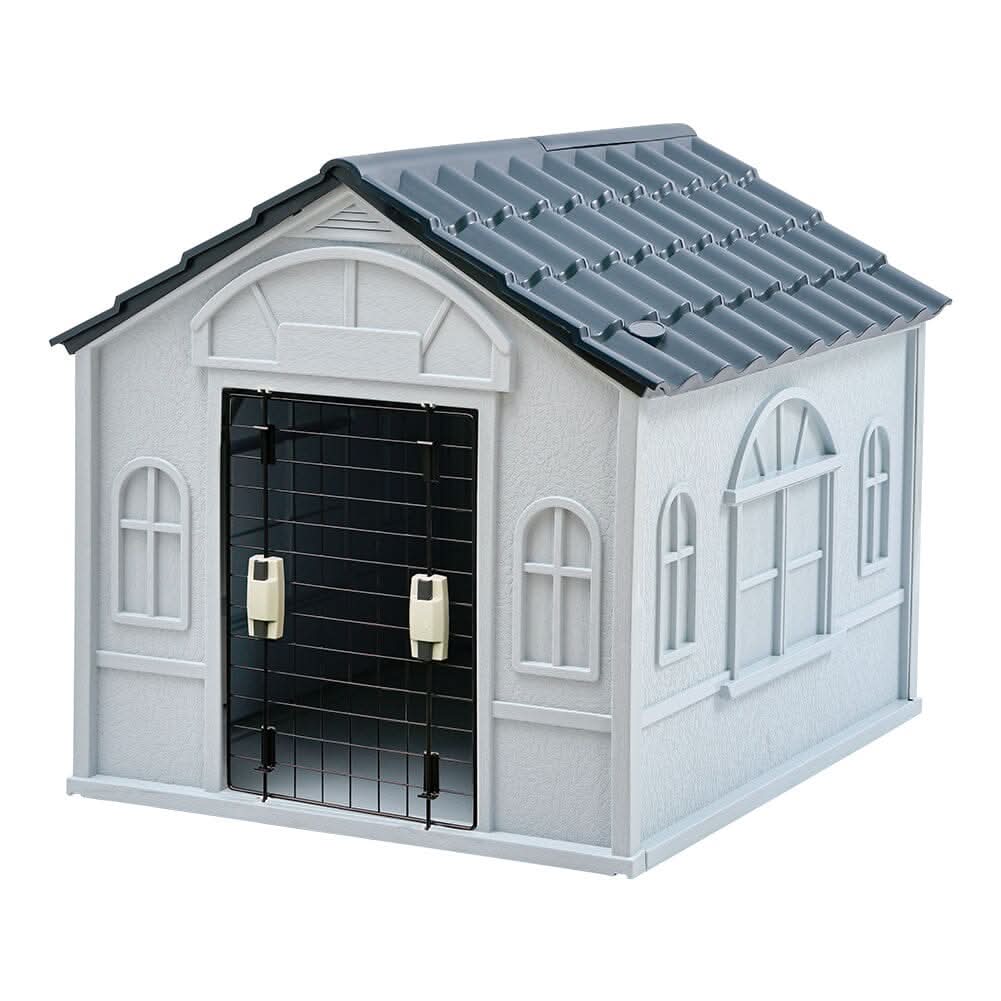 Plastic Dog House Kennel with Steel Door