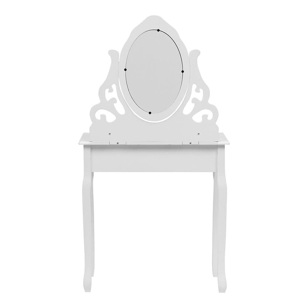 75cm W White Makeup Vanity Desk with Mirror and Stool