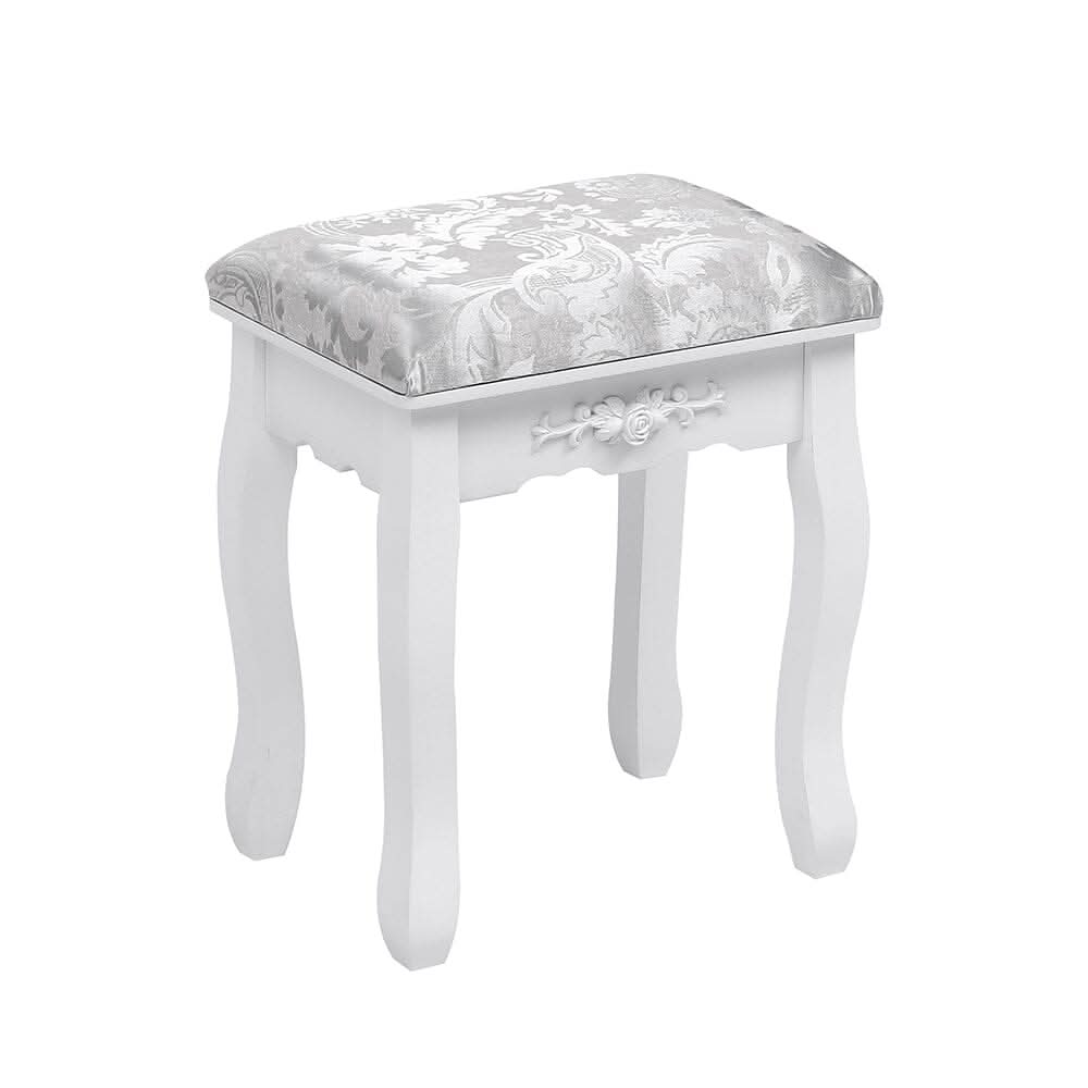 75cm W White Makeup Vanity Desk with Mirror and Stool