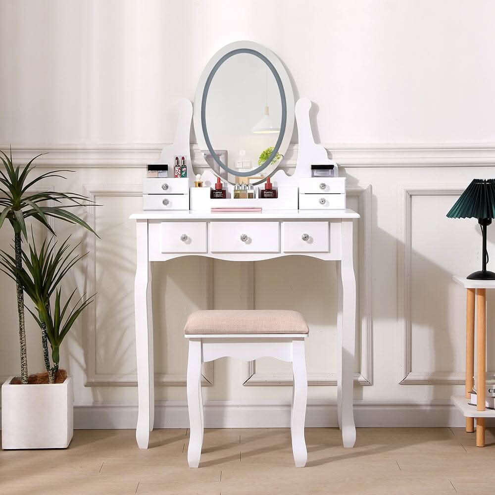 135cm H Makeup Vanity Desk Set with LED Lighting
