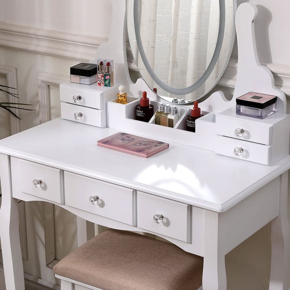 135cm H Makeup Vanity Desk Set with LED Lighting