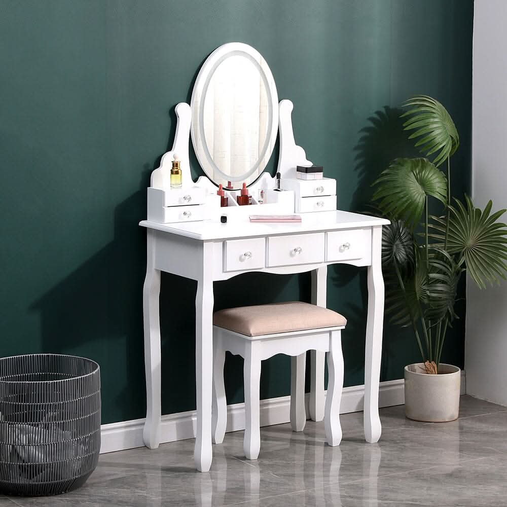 135cm H Makeup Vanity Desk Set with LED Lighting