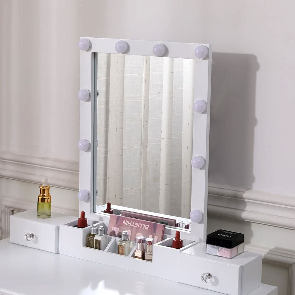 137cm H Modern Makeup Desk Set with Lighted Mirror and Stool