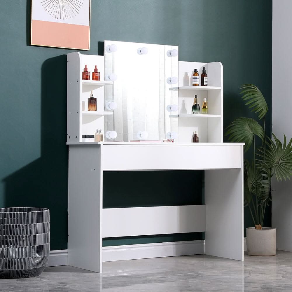 139.5cm H Modern Hollywood Vanity Desk with Lighted Mirror