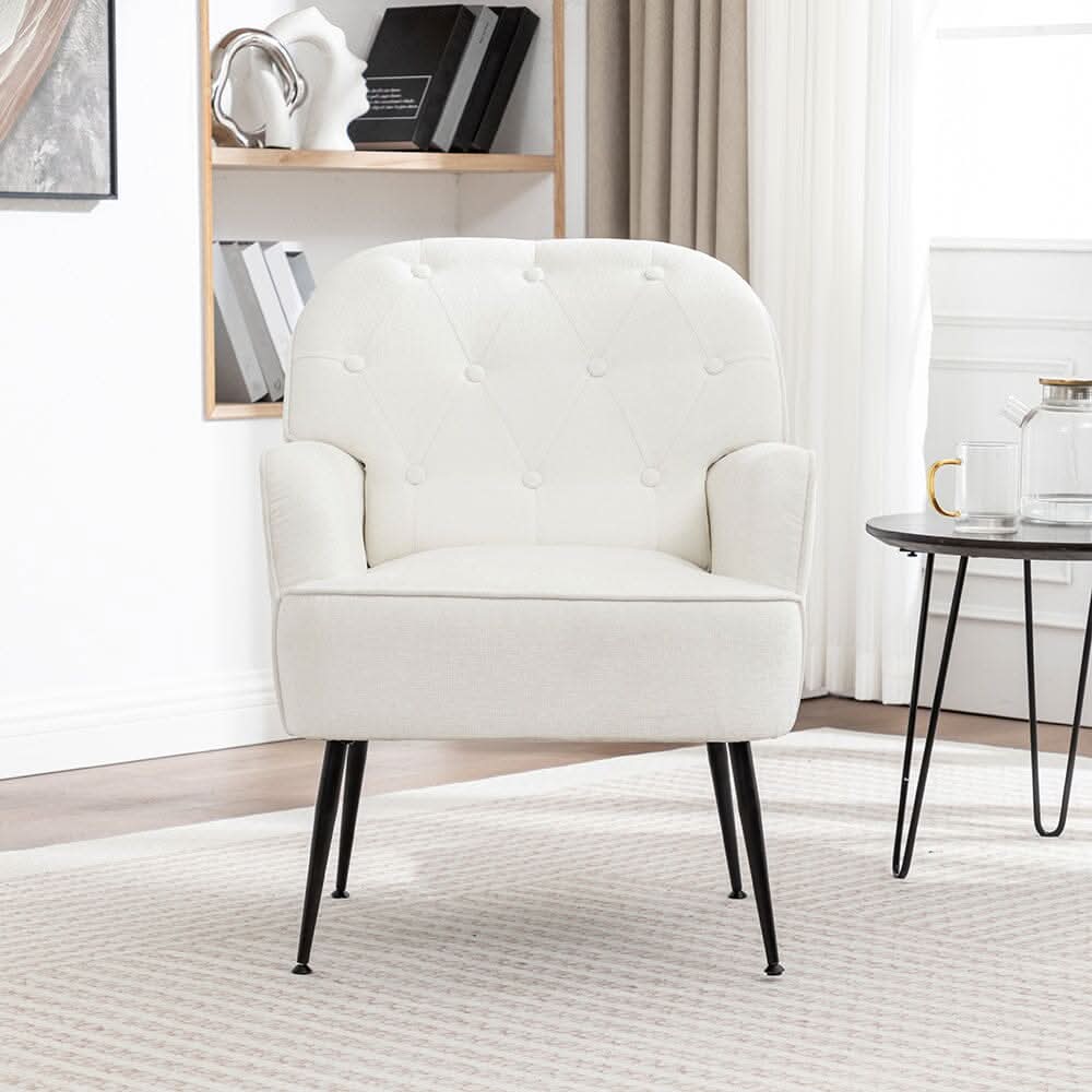 Chenille Accent Chair with Metal Legs & Quick Pin Assembly